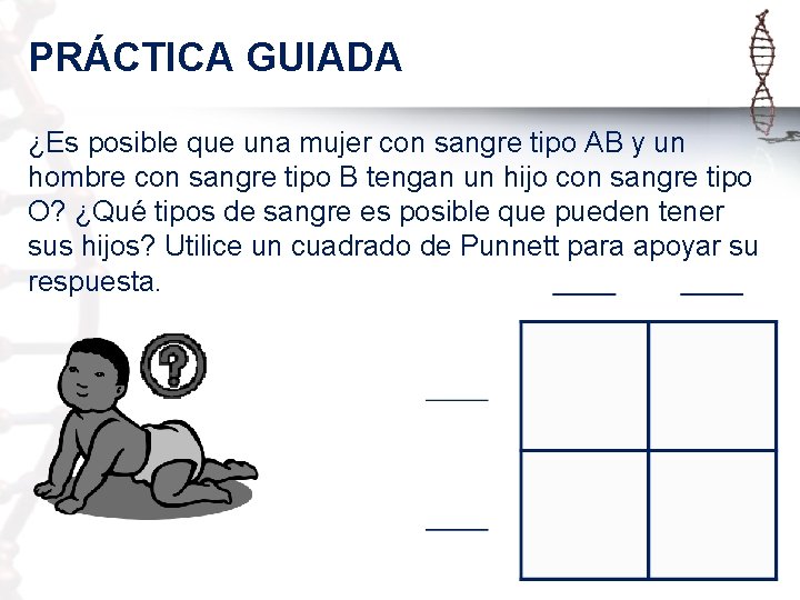 PRÁCTICA GUIADA ¿Es posible que una mujer con sangre tipo AB y un hombre