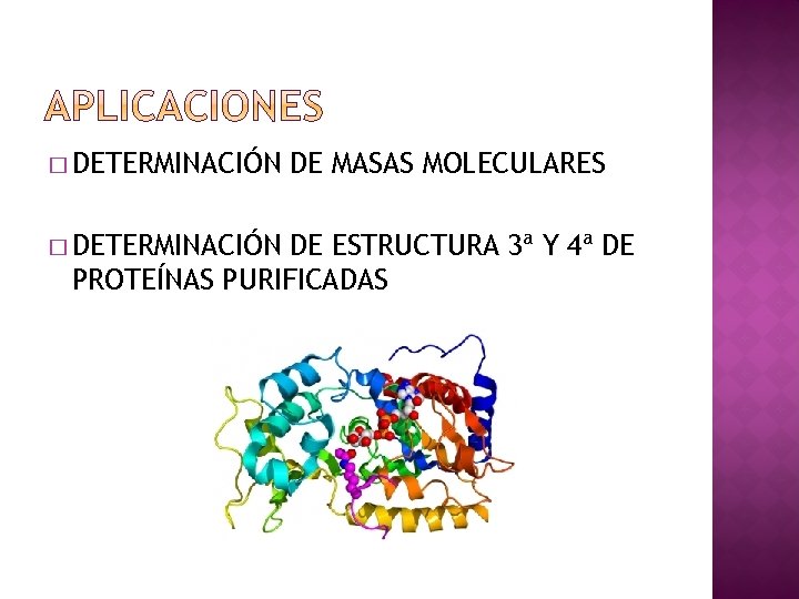 � DETERMINACIÓN DE MASAS MOLECULARES DE ESTRUCTURA 3ª Y 4ª DE PROTEÍNAS PURIFICADAS 