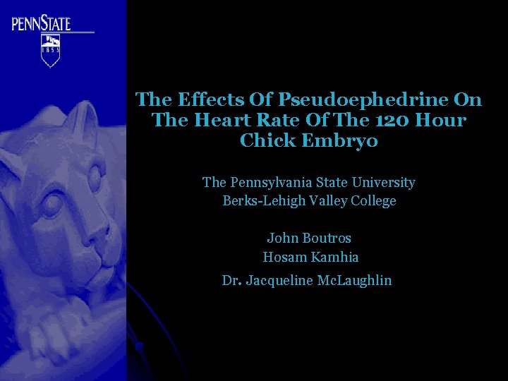 The Effects Of Pseudoephedrine On The Heart Rate Of The 120 Hour Chick Embryo