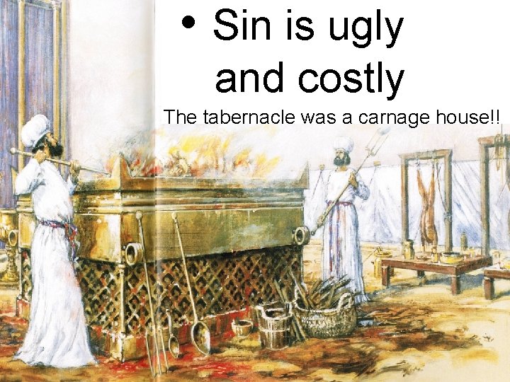 • Sin is ugly and costly The tabernacle was a carnage house!! • Sin is ugly and costly The tabernacle was a carnage house!!