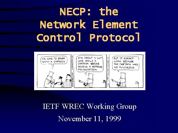 NECP the Network Element Control Protocol IETF WREC
