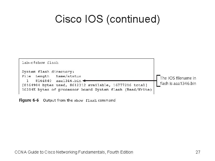 Cisco IOS (continued) CCNA Guide to Cisco Networking Fundamentals, Fourth Edition 27 