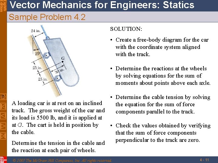 Eighth Edition Vector Mechanics for Engineers: Statics Sample Problem 4. 2 SOLUTION: • Create