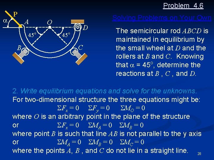 Problem 4. 6 a P A O o 45 B Solving Problems on Your