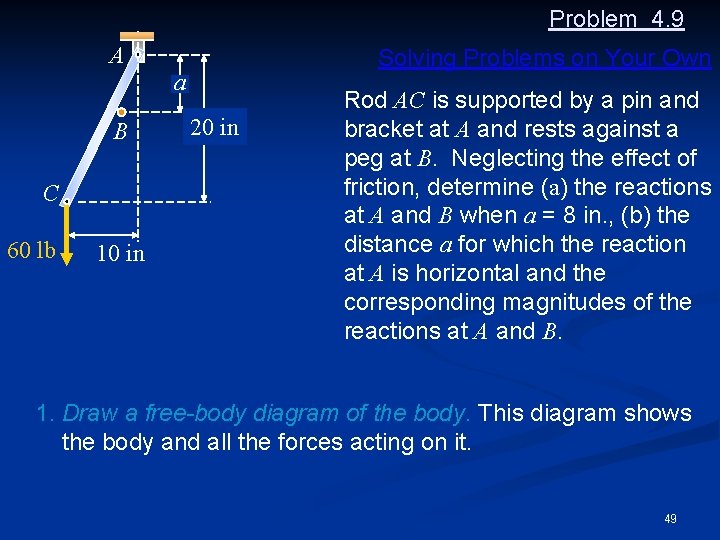 Problem 4. 9 A Solving Problems on Your Own a B C 60 lb
