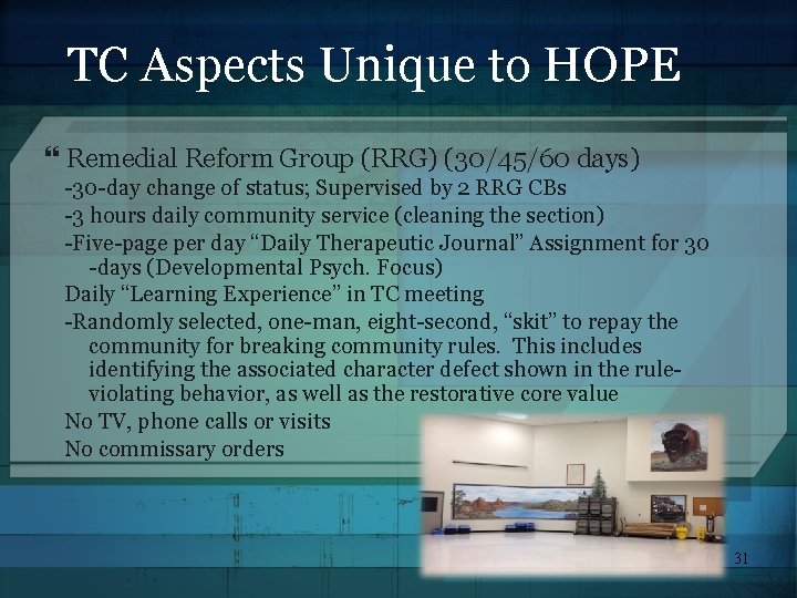 TC Aspects Unique to HOPE Remedial Reform Group (RRG) (30/45/60 days) -30 -day change