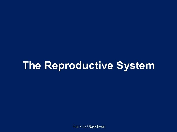The Reproductive System Back to Objectives 