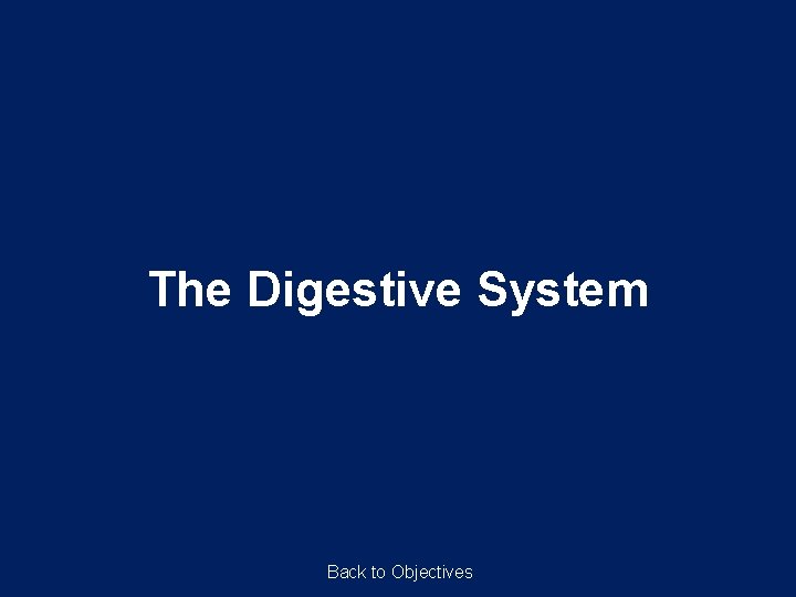 The Digestive System Back to Objectives 