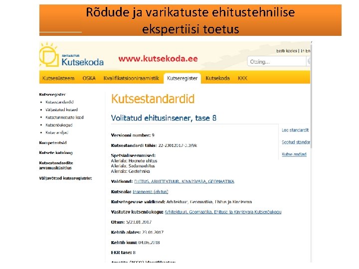 Rõdude ja varikatuste ehitustehnilise ekspertiisi toetus 
