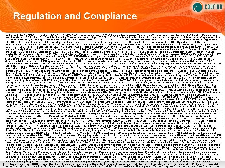 Regulation and Compliance 4 Sarbanes-Oxley Act (SOX) ~ PCAOB ~ SAS 94 ~ AICPA/CICA