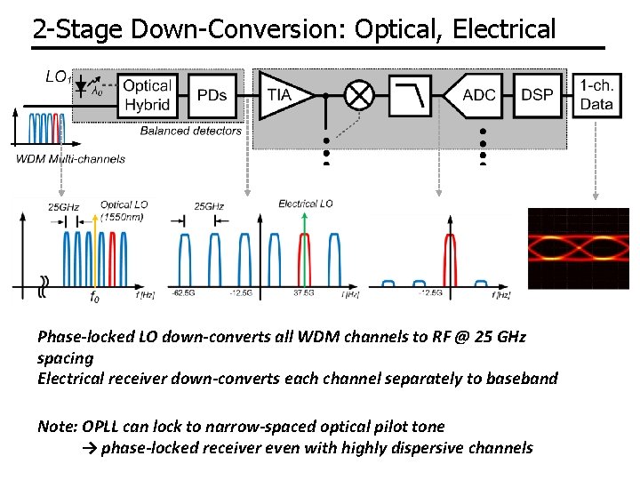 2 -Stage Down-Conversion: Optical, Electrical Phase-locked LO down-converts all WDM channels to RF @ 2 -Stage Down-Conversion: Optical, Electrical Phase-locked LO down-converts all WDM channels to RF @