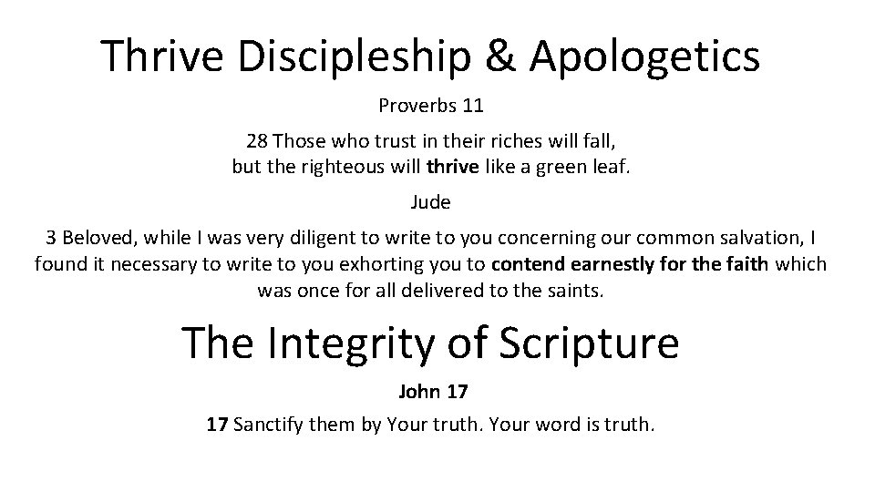 Thrive Discipleship & Apologetics Proverbs 11 28 Those who trust in their riches will