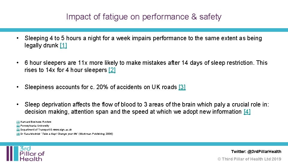Impact of fatigue on performance & safety • Sleeping 4 to 5 hours a Impact of fatigue on performance & safety • Sleeping 4 to 5 hours a