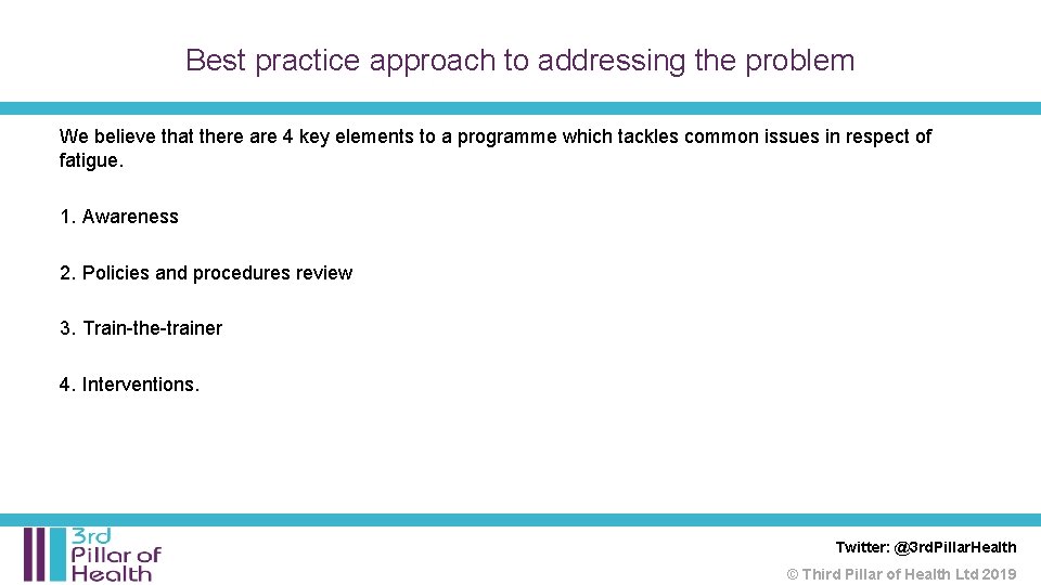 Best practice approach to addressing the problem We believe that there are 4 key Best practice approach to addressing the problem We believe that there are 4 key