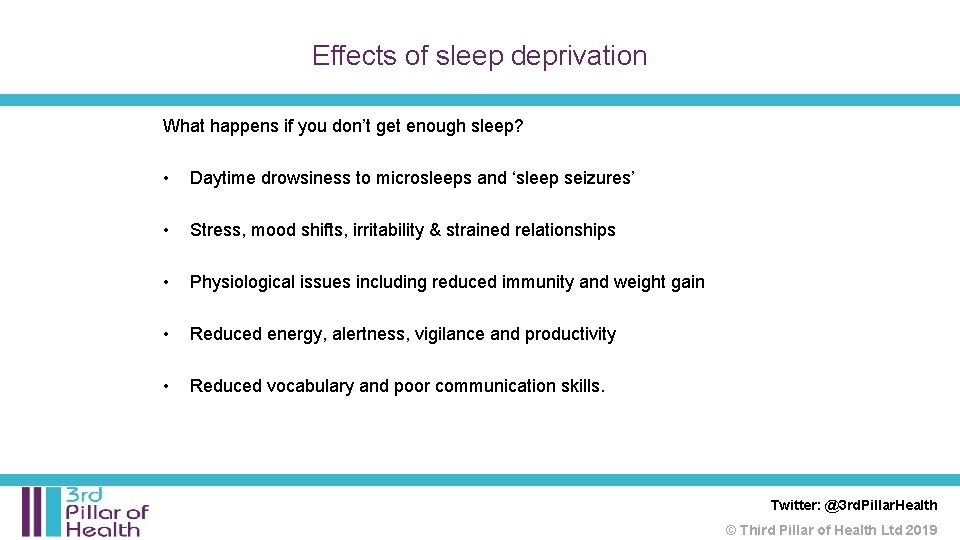 Effects of sleep deprivation What happens if you don’t get enough sleep? • Daytime Effects of sleep deprivation What happens if you don’t get enough sleep? • Daytime