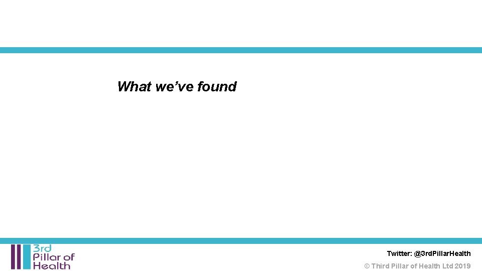 What we’ve found Twitter: @3 rd. Pillar. Health © Third Pillar of Health Ltd What we’ve found Twitter: @3 rd. Pillar. Health © Third Pillar of Health Ltd
