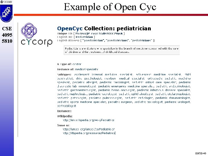 Example of Open Cyc CSE 4095 5810 ONTO-40 