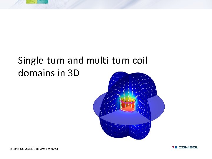 Single-turn and multi-turn coil domains in 3 D © 2012 COMSOL. All rights reserved.
