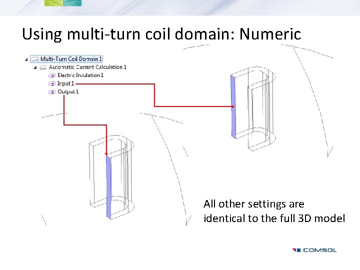 Using multi-turn coil domain: Numeric All other settings are identical to the full 3