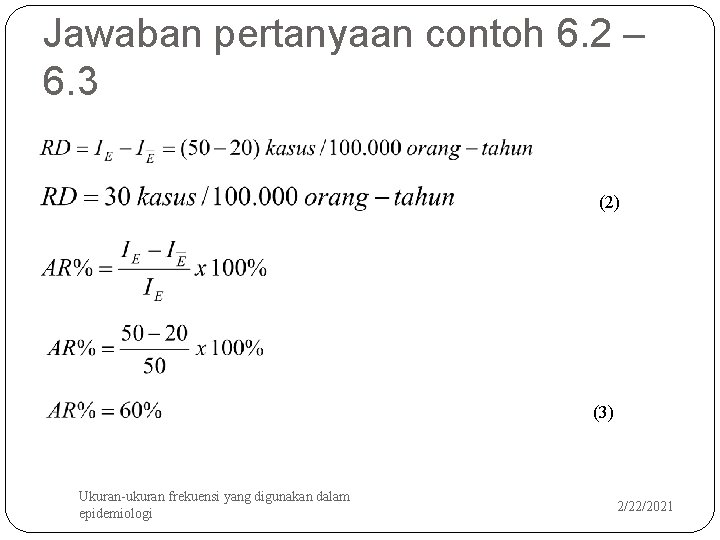 Jawaban pertanyaan contoh 6. 2 – 6. 3 (2) (3) 31 Ukuran-ukuran frekuensi yang