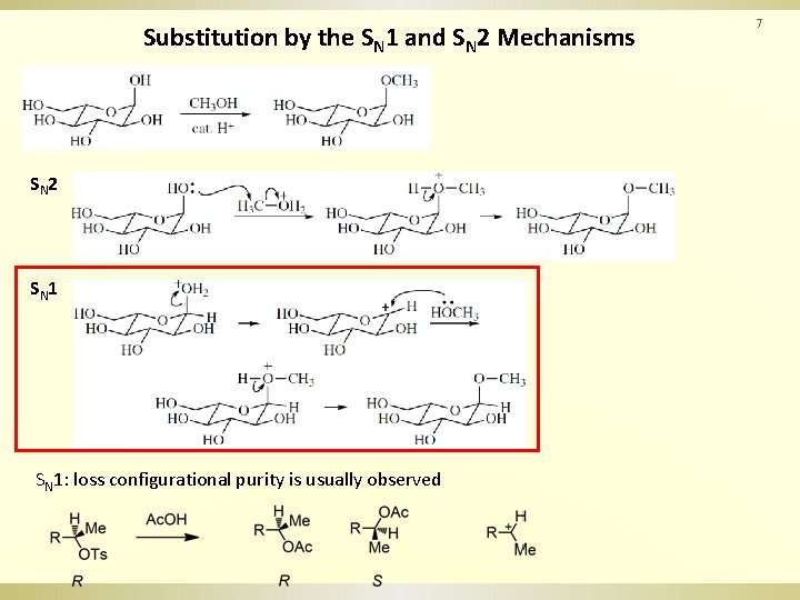 Substitution by the SN 1 and SN 2 Mechanisms SN 2 SN 1: loss