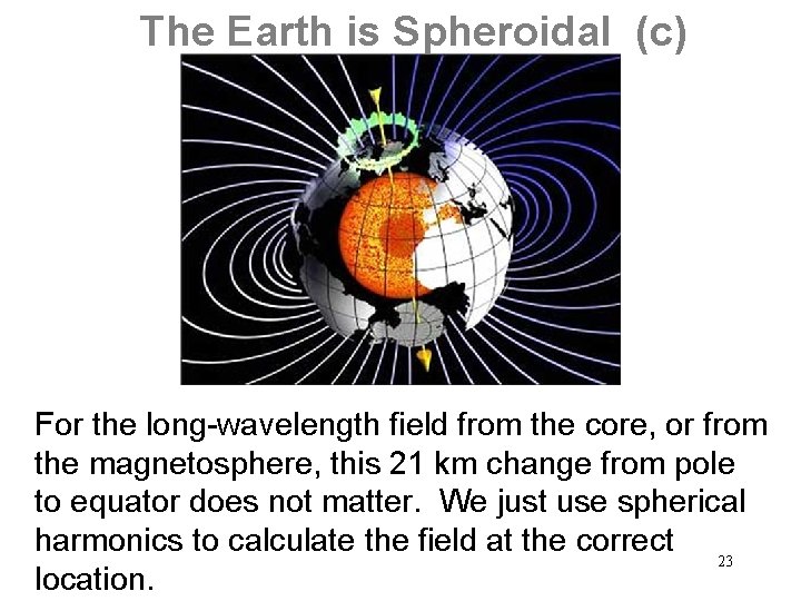 The Earth is Spheroidal (c) For the long-wavelength field from the core, or from