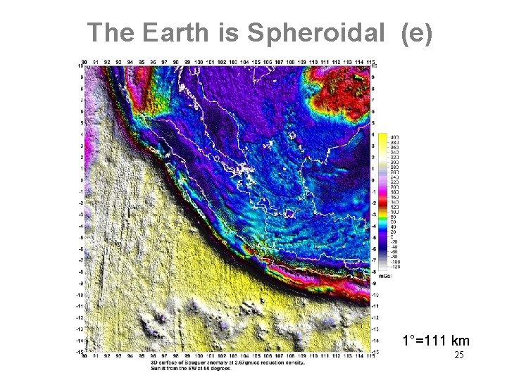 The Earth is Spheroidal (e) 1°=111 km 25 