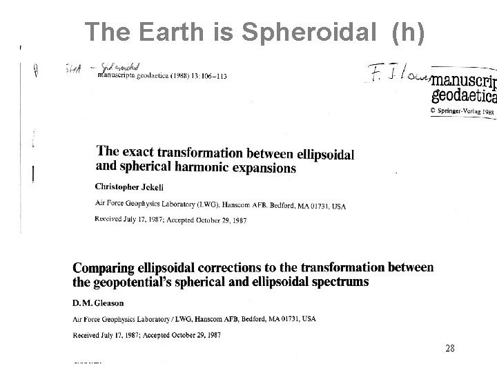 The Earth is Spheroidal (h) 28 