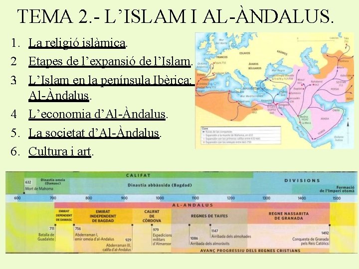 TEMA 2. - L’ISLAM I AL-ÀNDALUS. 1. La religió islàmica. 2. Etapes de l’expansió