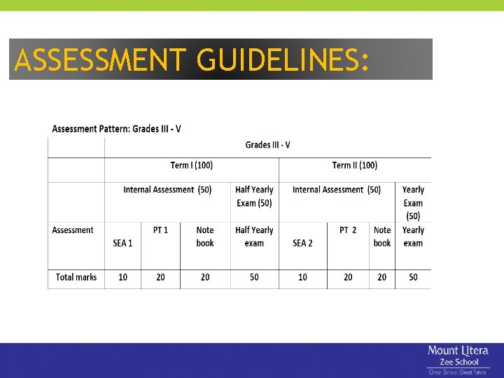 ASSESSMENT GUIDELINES: 