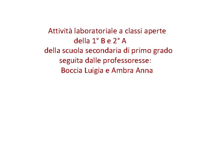  Attività laboratoriale a classi aperte della 1° B e 2° A della scuola