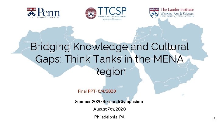 Bridging Knowledge and Cultural Gaps: Think Tanks in the MENA Region Final PPT- 8/4/2020