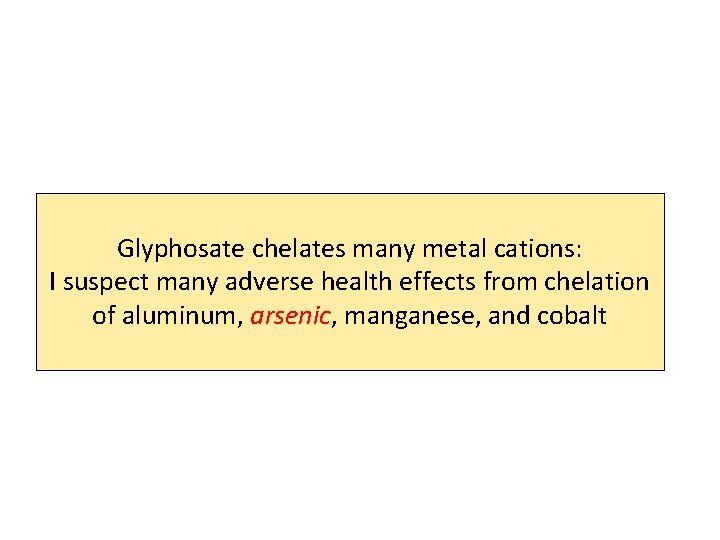 Glyphosate chelates many metal cations: I suspect many adverse health effects from chelation of