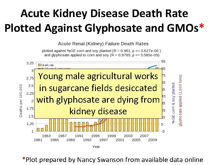 Acute Kidney Disease Death Rate Plotted Against Glyphosate and GMOs* Young male agricultural works