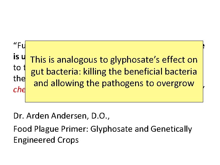 “Fundamentally the herbicidal effect of glyphosate is ultimately due to soil pathogens gaining access