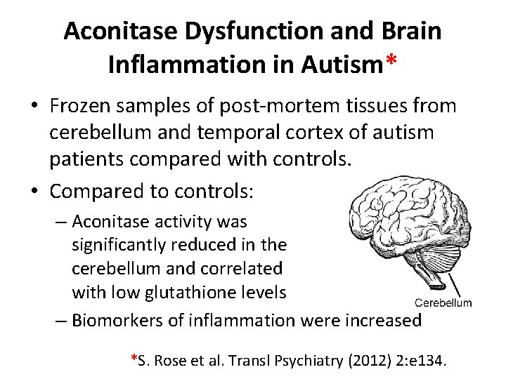 Aconitase Dysfunction and Brain Inflammation in Autism* • Frozen samples of post-mortem tissues from