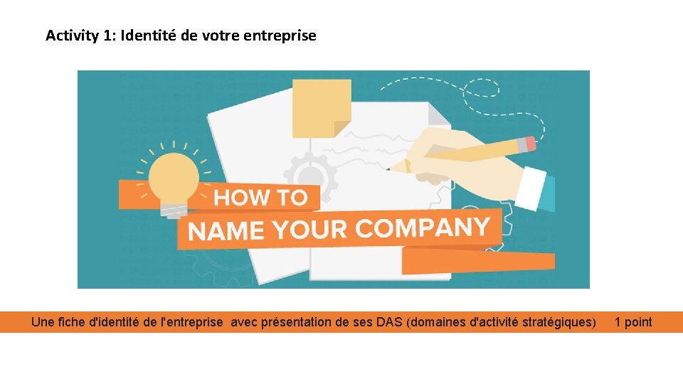 Activity 1: Identité de votre entreprise Une fiche d'identité de l'entreprise avec présentation de