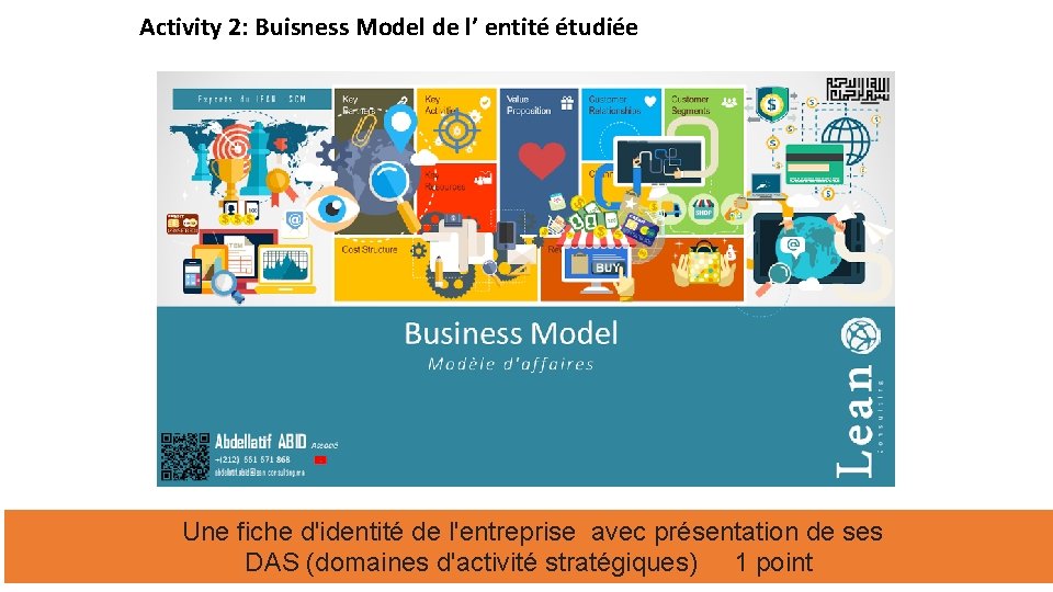 Activity 2: Buisness Model de l’ entité étudiée Une fiche d'identité de l'entreprise avec