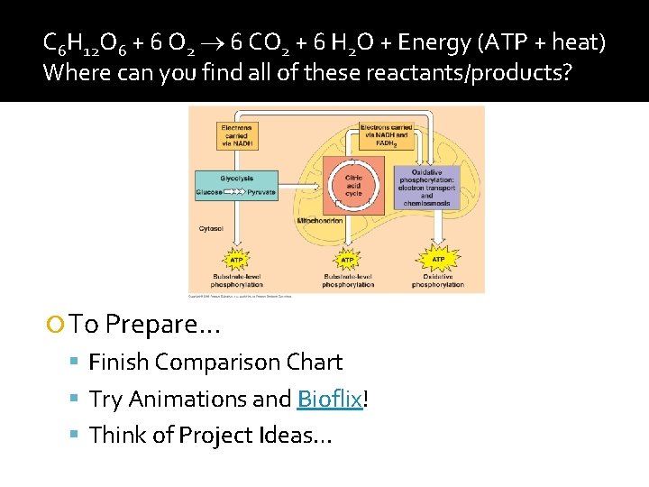 C 6 H 12 O 6 + 6 O 2 6 CO 2 +