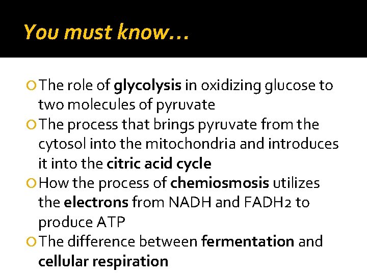 You must know… The role of glycolysis in oxidizing glucose to two molecules of