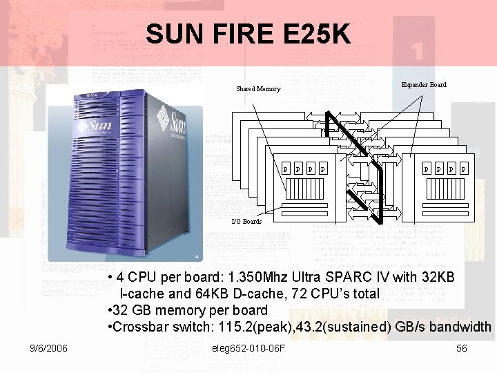 SUN FIRE E 25 K Expander Board Shared Memory p p p p I/O