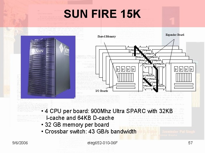 SUN FIRE 15 K Expander Board Shared Memory p p p p I/O Boards