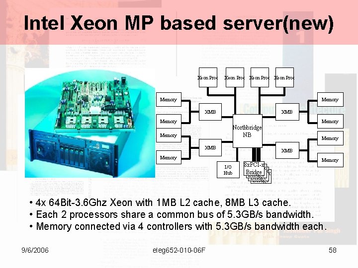 Intel Xeon MP based server(new) Xeon Proc Memory XMB Memory Northbridge NB Memory XMB