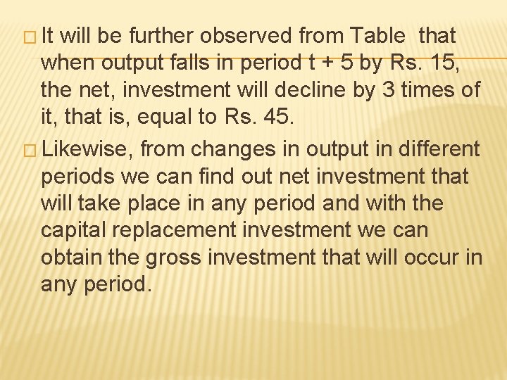 � It will be further observed from Table that when output falls in period