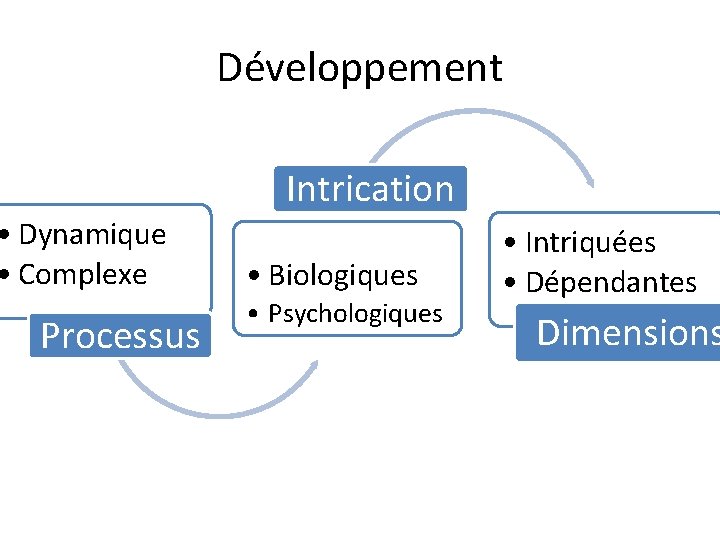 Développement Intrication • Dynamique • Complexe Processus • Biologiques • Psychologiques • Intriquées •