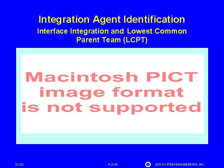 Integration Agent Identification Interface Integration and Lowest Common Parent Team (LCPT) 2 L-02 A-2