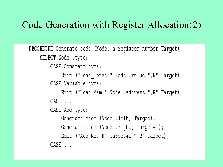 Code Generation with Register Allocation(2) 