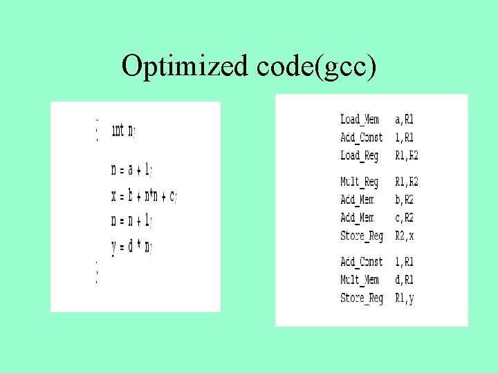 Optimized code(gcc) 