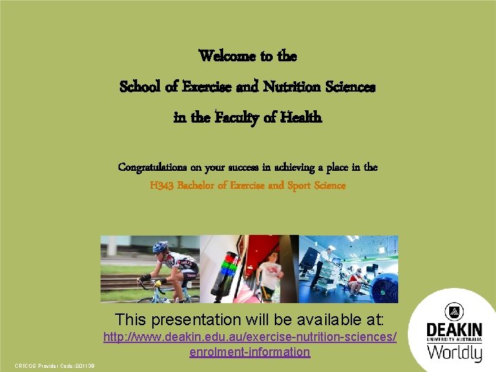 Welcome to the School of Exercise and Nutrition Sciences in the Faculty of Health