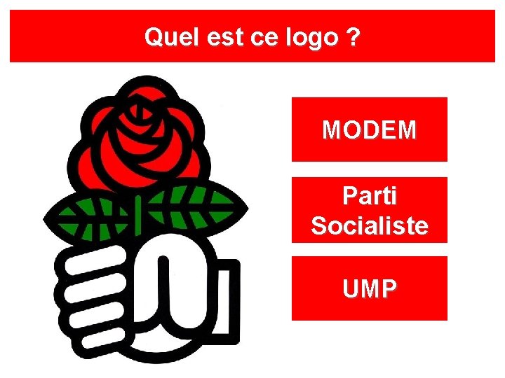 Quel est ce logo ? MODEM Parti Socialiste UMP 